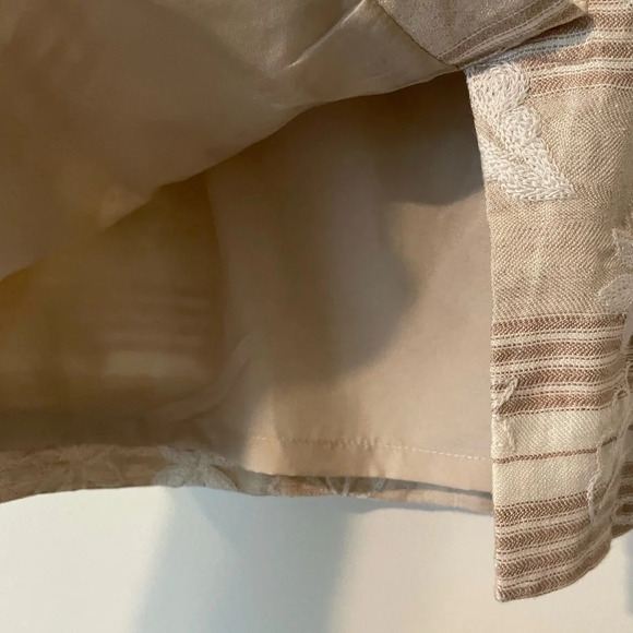 Talbots 100% Irish Linen Embroidered Fully Lined Neutral Classic Skirt Size 10 - Picture 5 of 8